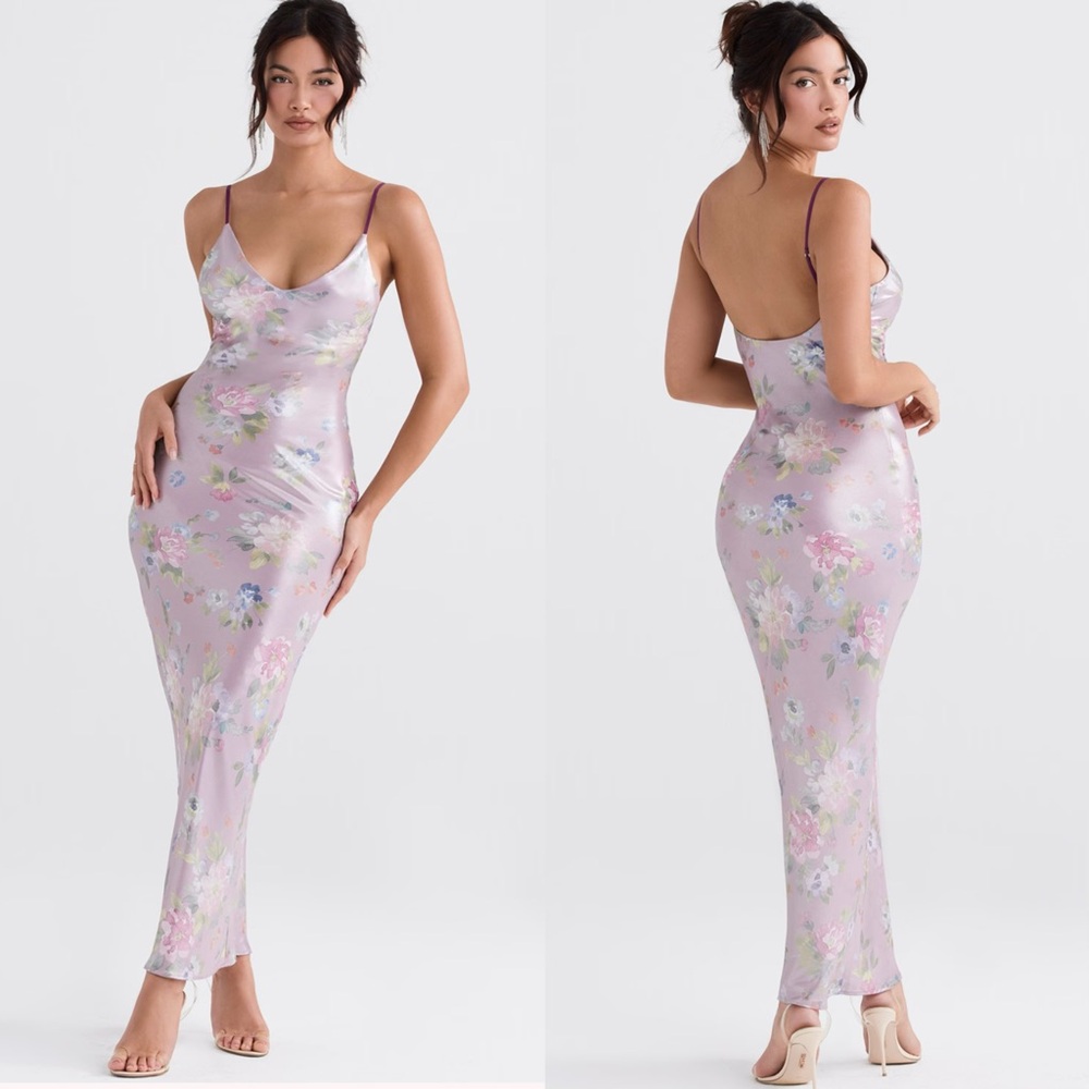 House of CB ARIA Mauve Floral Maxi Dress - Picture 5 of 16
